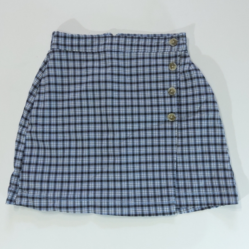 Hollister Mini Skirt XS‎ Blue Plaid Ultra High Rise Advanced Stretch 90s Y2K Zip